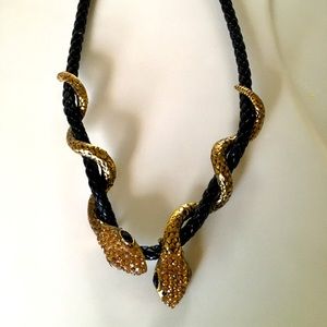 Vintage leather woven necklace
